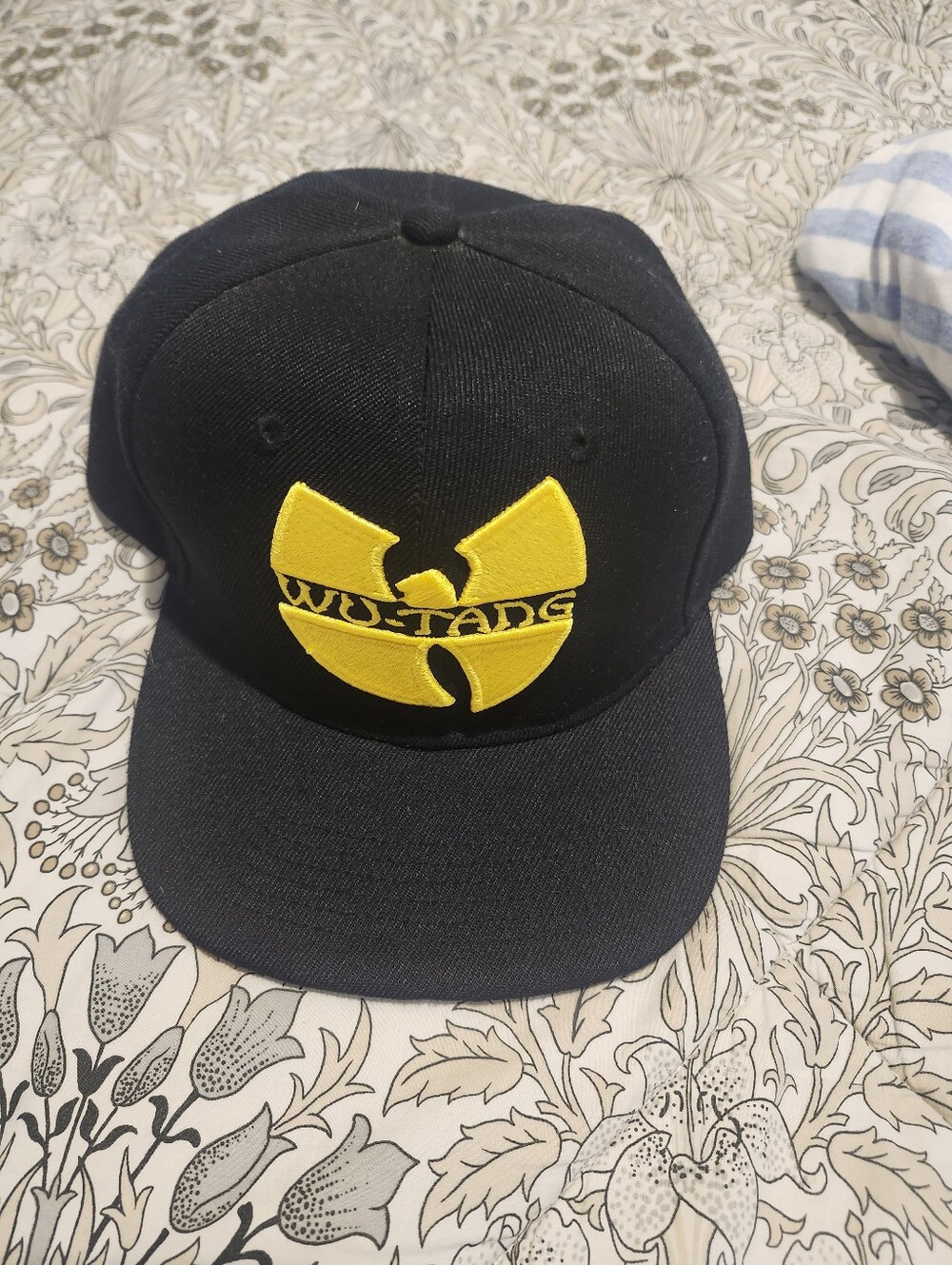 WuTang Black Snapback Hat with Yellow Logo